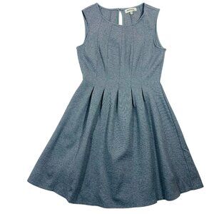 Monteau fit and flare cute sleeveless round neckline grey dress sz med